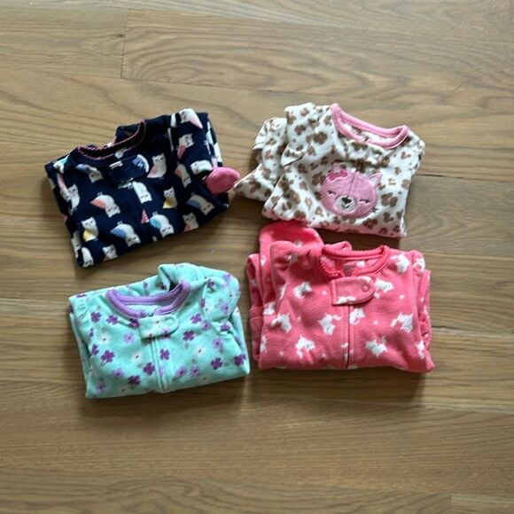 4 micro fleece carters zipper footies NB-3M - Picture 1 of 12